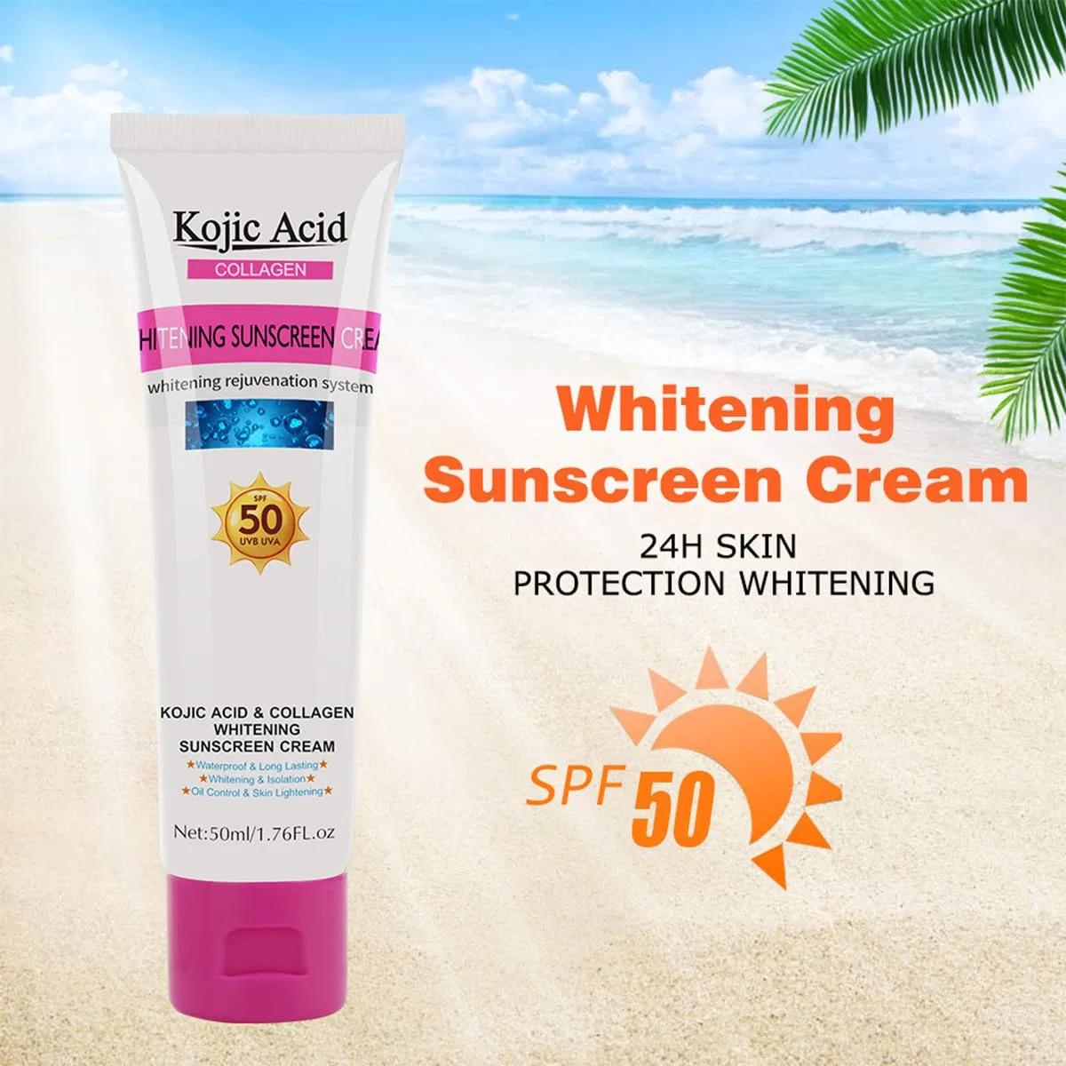 Солнцезащитный крем с койевой кислотой и коллагеном SPF50 Sanzhuan — фото 2