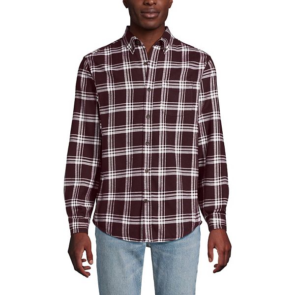 

Мужская фланелевая рубашка Lands' End, Burgundy Ivory Plaid