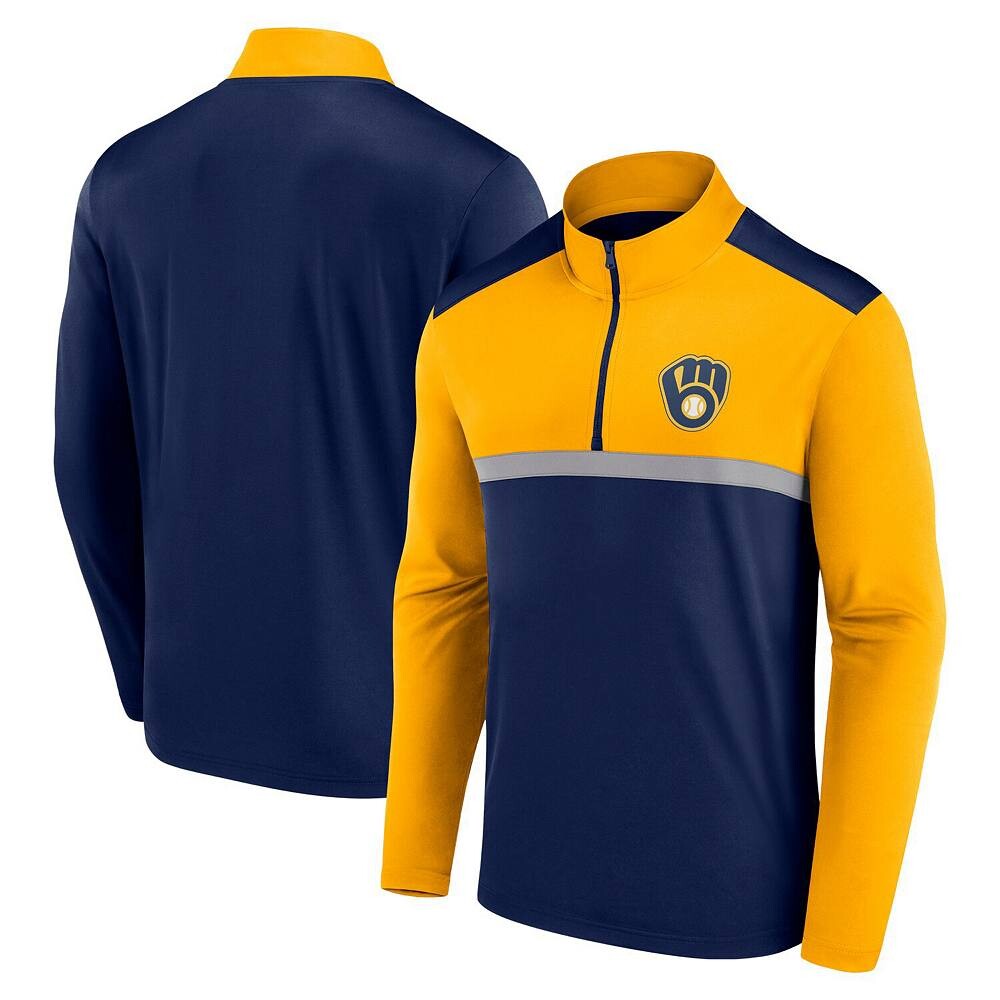 

Мужская темно-синяя футболка Fanatics Milwaukee Brewers Unstoppable с молнией четверть Fanatics Brands - White Label, цвет Brw Navy