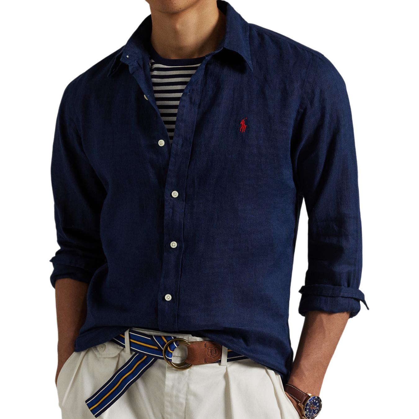 Polo Ralph Lauren Классическая мужская рубашка темно-синяя — фото 3