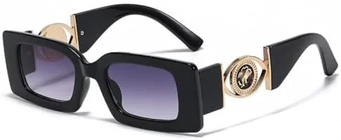 

Маленькие прямоугольные солнцезащитные очки для мужчин и женщин, квадратные солнцезащитные очки для путешествий, винтажные, ретро, ​​UV400 MTZJH, Black Gray