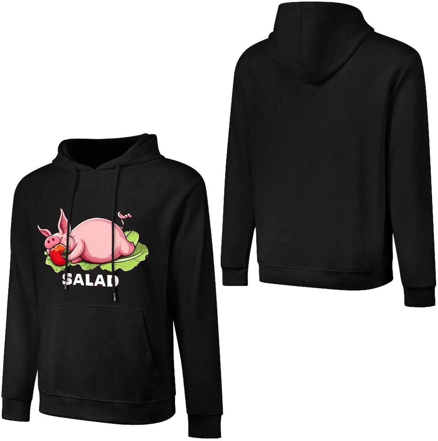 Толстовка Funny Salad с капюшоном для мужчин, хлопковый пуловер с карманом Generic, черный — фото 4