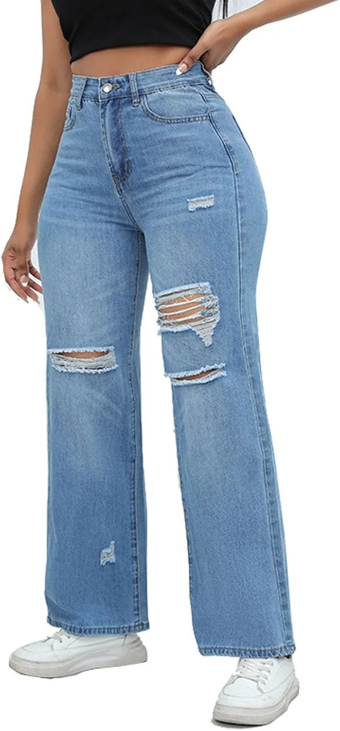 

Джинсы женские рваные прямые