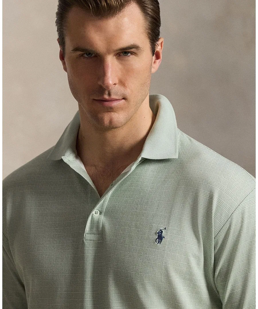 Мужская рубашка-поло с коротким рукавом больших размеров Polo Ralph Lauren, Small Glen/Light Green — фото 3