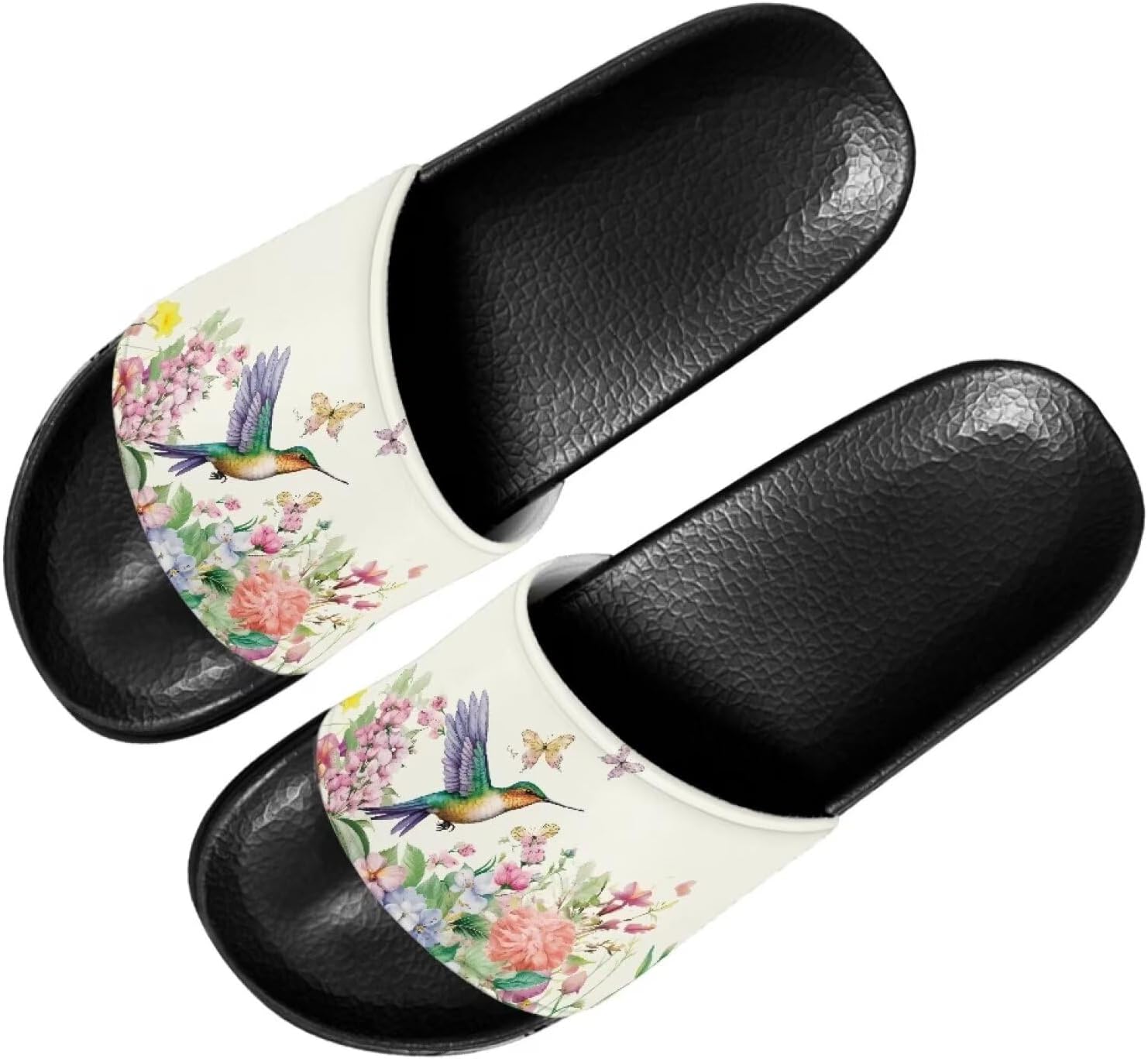 

Сандалии Forchrinse Hummingbird Flower для мужчин и женщин, летние плоские сандалии, пляжные и душевые тапочки, быстро сохнут, зеленый