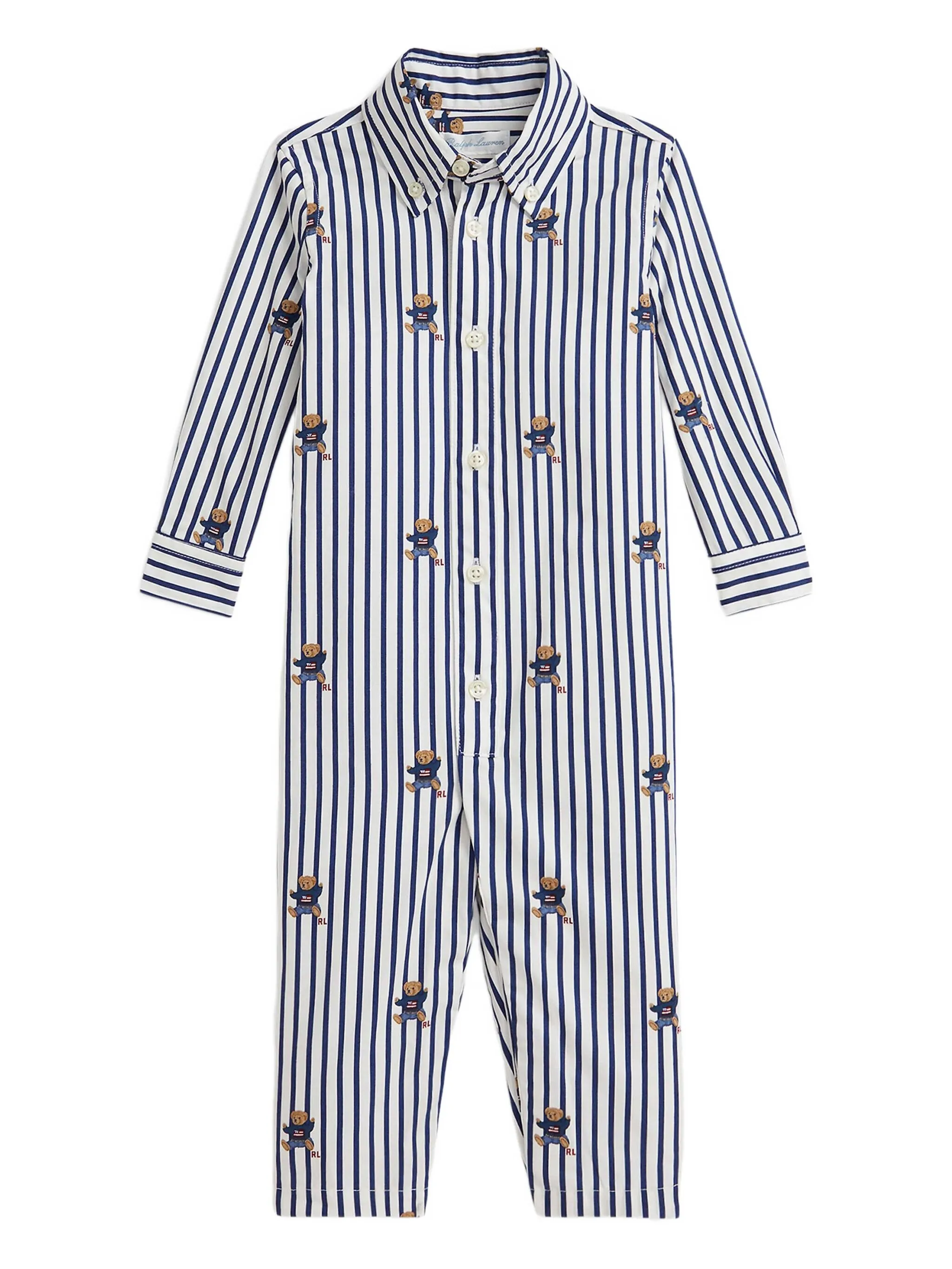 

Ромпер в полоску с принтом Polo Ralph Lauren Kids, белый