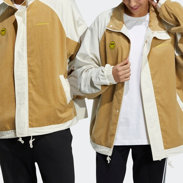 Куртка adidas neo U Smly Jkt Casual Sports Smiling Face Pattern Jacket Khaki, хаки — фото 3