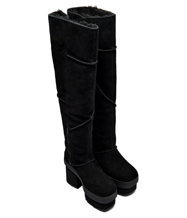 Кожаные ботильоны на платформе Ugg, черный — фото 3