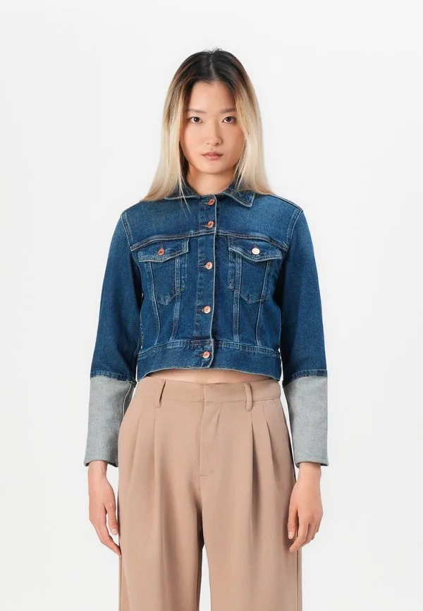 Джинсовая куртка с заостренными манжетами Gap, Medium Wash