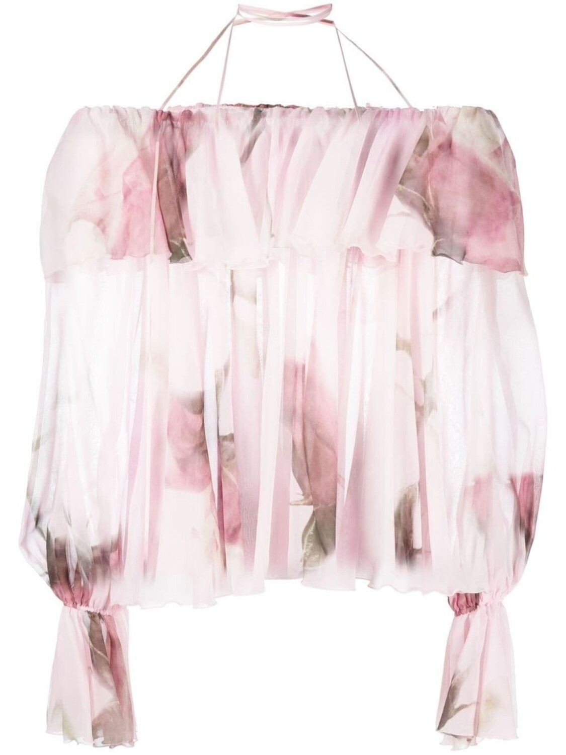 

Blumarine блузка с цветочным принтом и оборками, розовый
