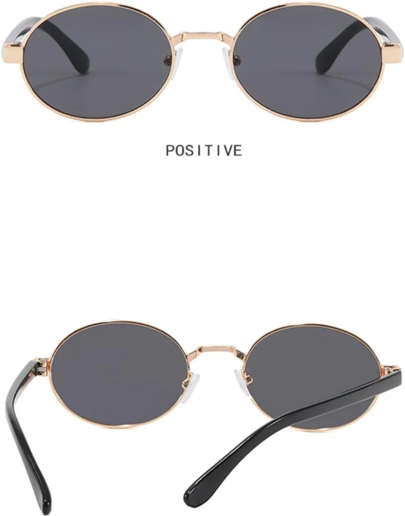 

Женские солнцезащитные очки в металлической оправе, маленькие овальные, в стиле панк, роскошные, с защитой от УФ-излучения UV400, мужские винтажные VFDHN, 8067-c4