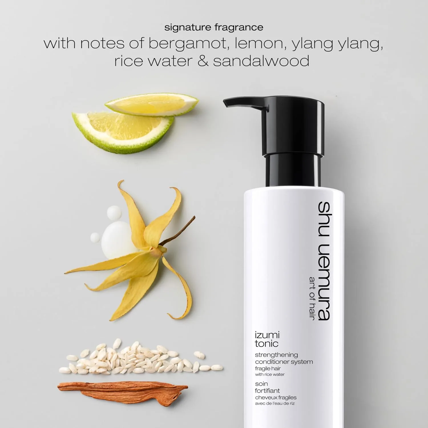 Shu Uemura art of hair Izumi Tonic укрепляющий и уплотняющий кондиционер с рисовой водой - увлажняет и восстанавливает поврежденные волосы, разглаживает и придает блеск, 237 мл — фото 4