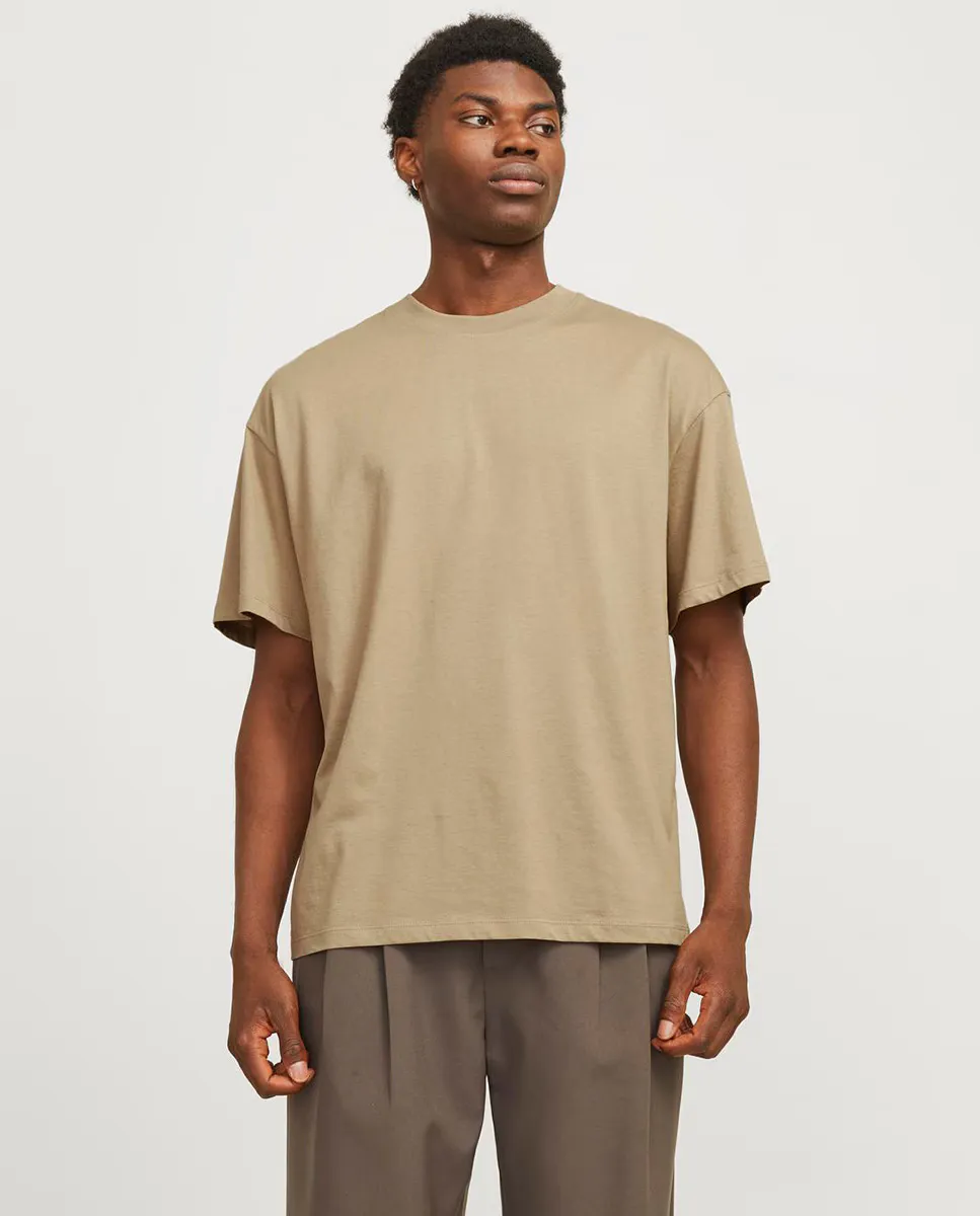 

Мужская однотонная футболка с короткими рукавами и круглым вырезом Jack & Jones, цвет Marrón claro