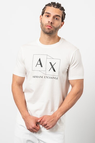 

Хлопковая футболка с овальным вырезом ARMANI EXCHANGE, белый