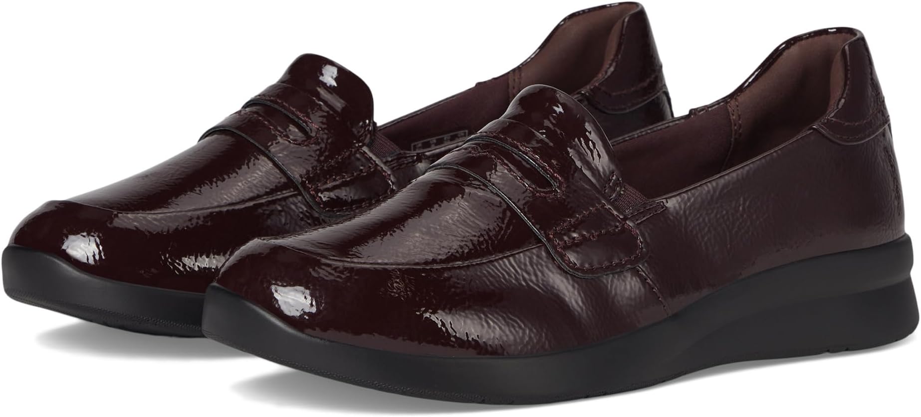 Лоферы Clarks Ellowyn Penny, цвет Wine Crinkle Patent Synthetic