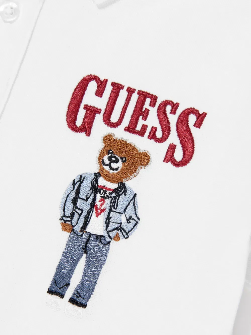 Поло-рубашка с вышивкой в виде медведя Guess Kids, белый — фото 4