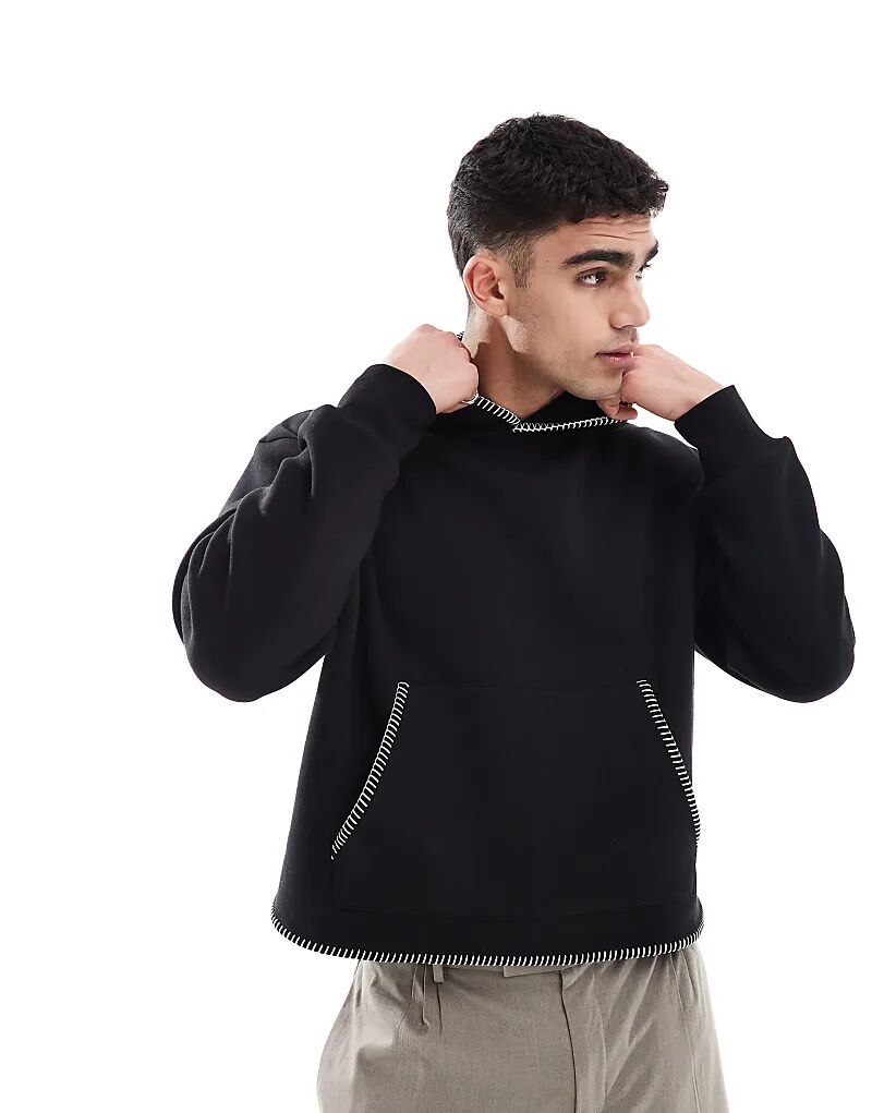 

Толстовка оверсайз с отделкой строчкой черного цвета ASOS DESIGN