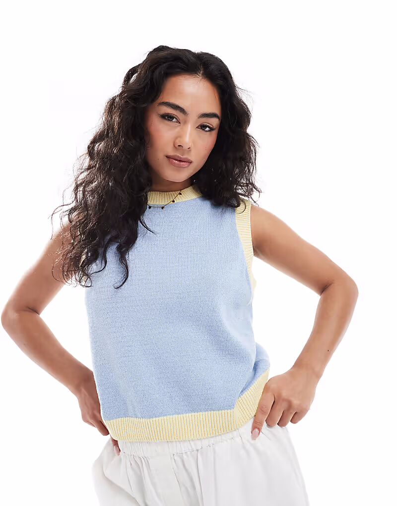

Трикотажная майка ASOS DESIGN с контрастными цветными рубчиками