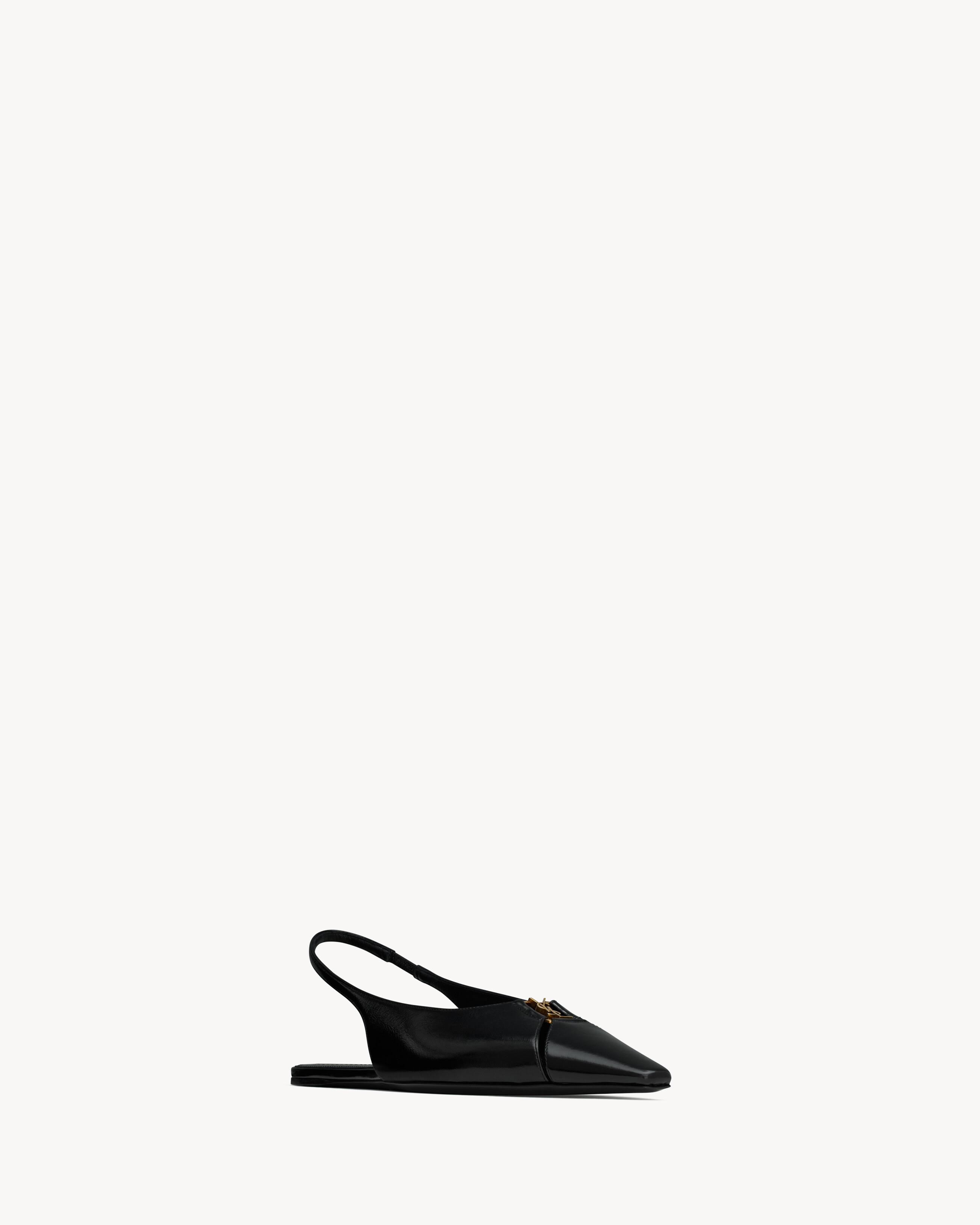 Балетки BABYLONE с открытой пяткой из гладкой кожи Saint Laurent, черный — фото 3