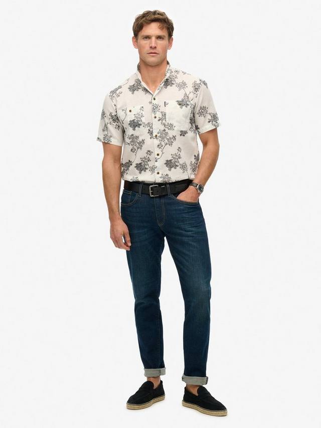 Льняная рубашка Regular Fit с тропическим цветочным принтом для пляжа Superdry, Yoshino Optic — фото 3