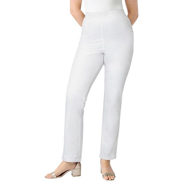 

Женские джинсы прямого кроя с комфортной посадкой, plus size petite Roaman'S, White Denim
