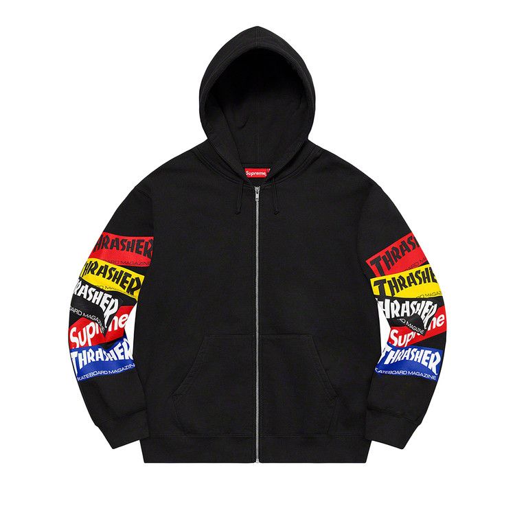 

Толстовка Supreme x Thrasher Multi Logo Zip Up Hooded Sweatshirt, Black