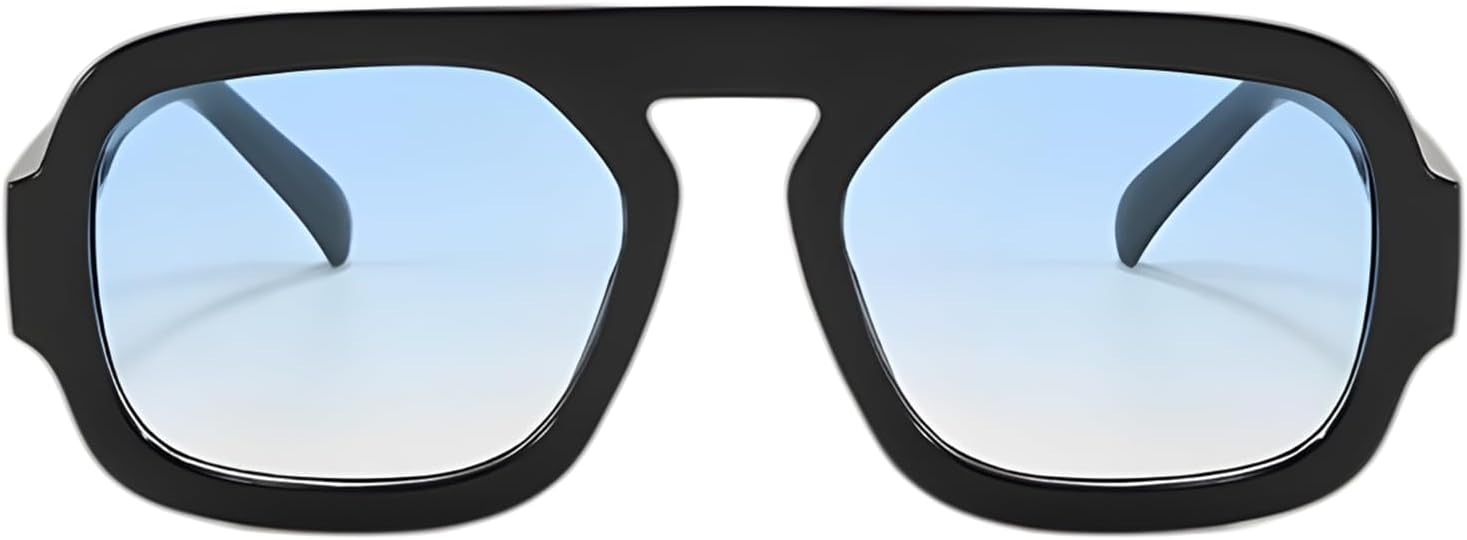 

Модные квадратные солнцезащитные очки ADE WU для женщин и мужчин, винтажные квадратные очки-авиаторы в стиле 70-х, стильные очки с плоской верхней частью, Black/Blue Gradient