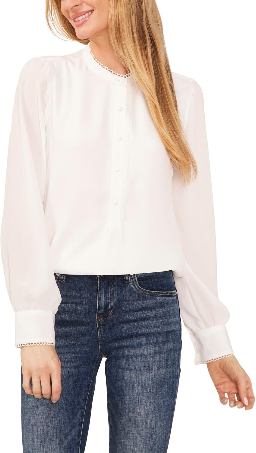 

Топ CeCe Long Sleeve Button-Down Top, цвет New Ivory