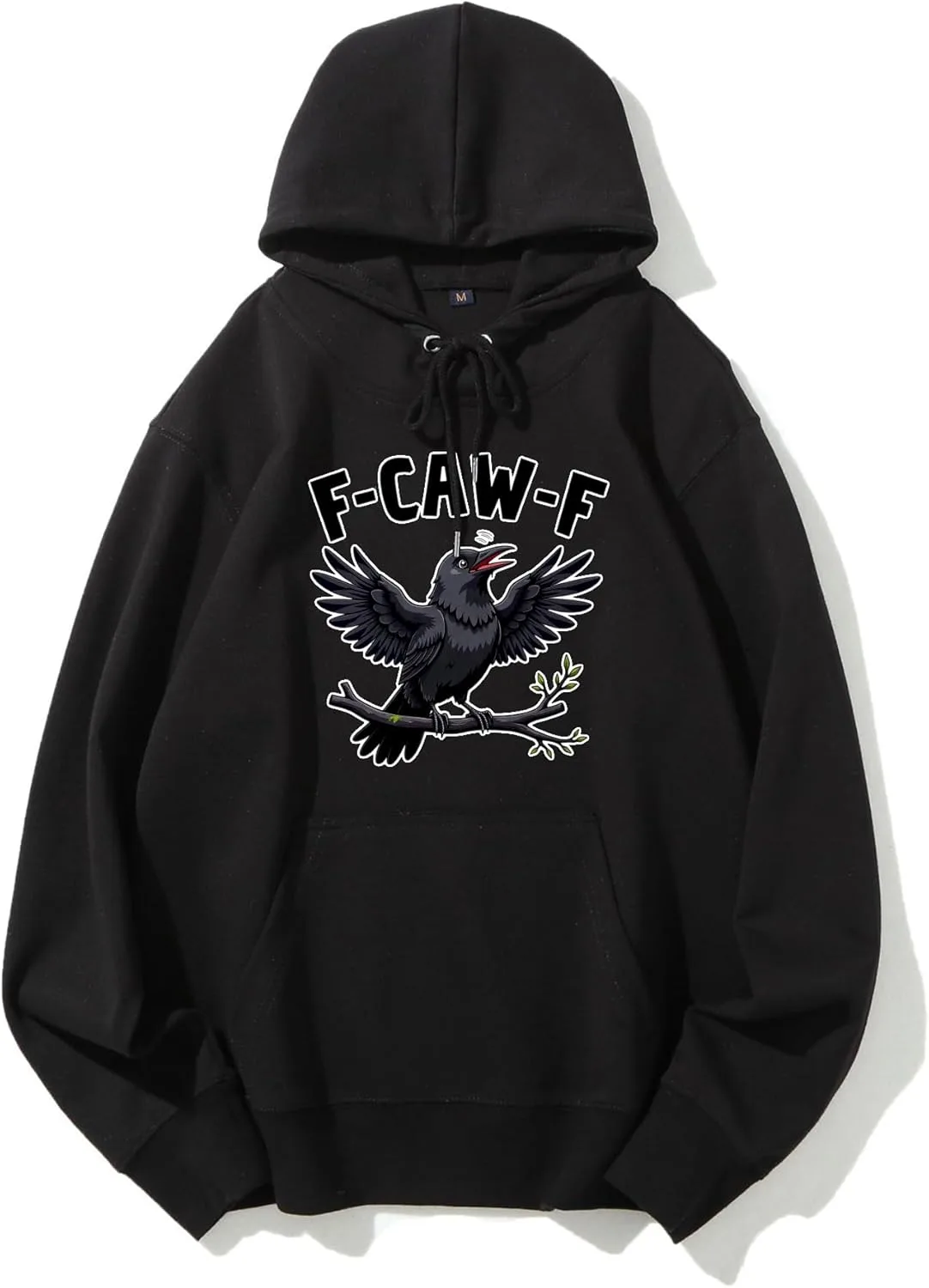 

VETALLO Pattern Hoodie F CAW F Raven Bird Design осенняя флисовая толстовка с принтом и карманами