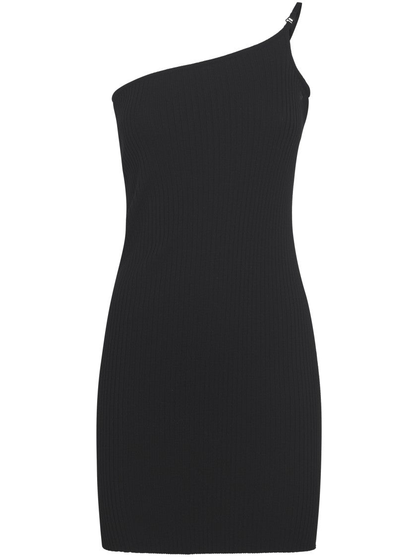 

One-Shoulder Black Skirt With Ribbed Texture Courrèges