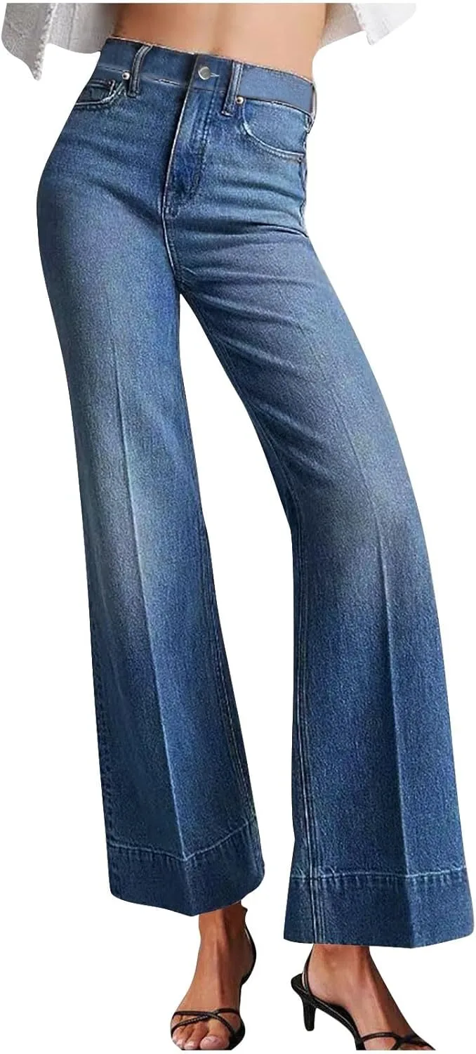 

Женские джинсы с высокой талией и прямыми штанинами