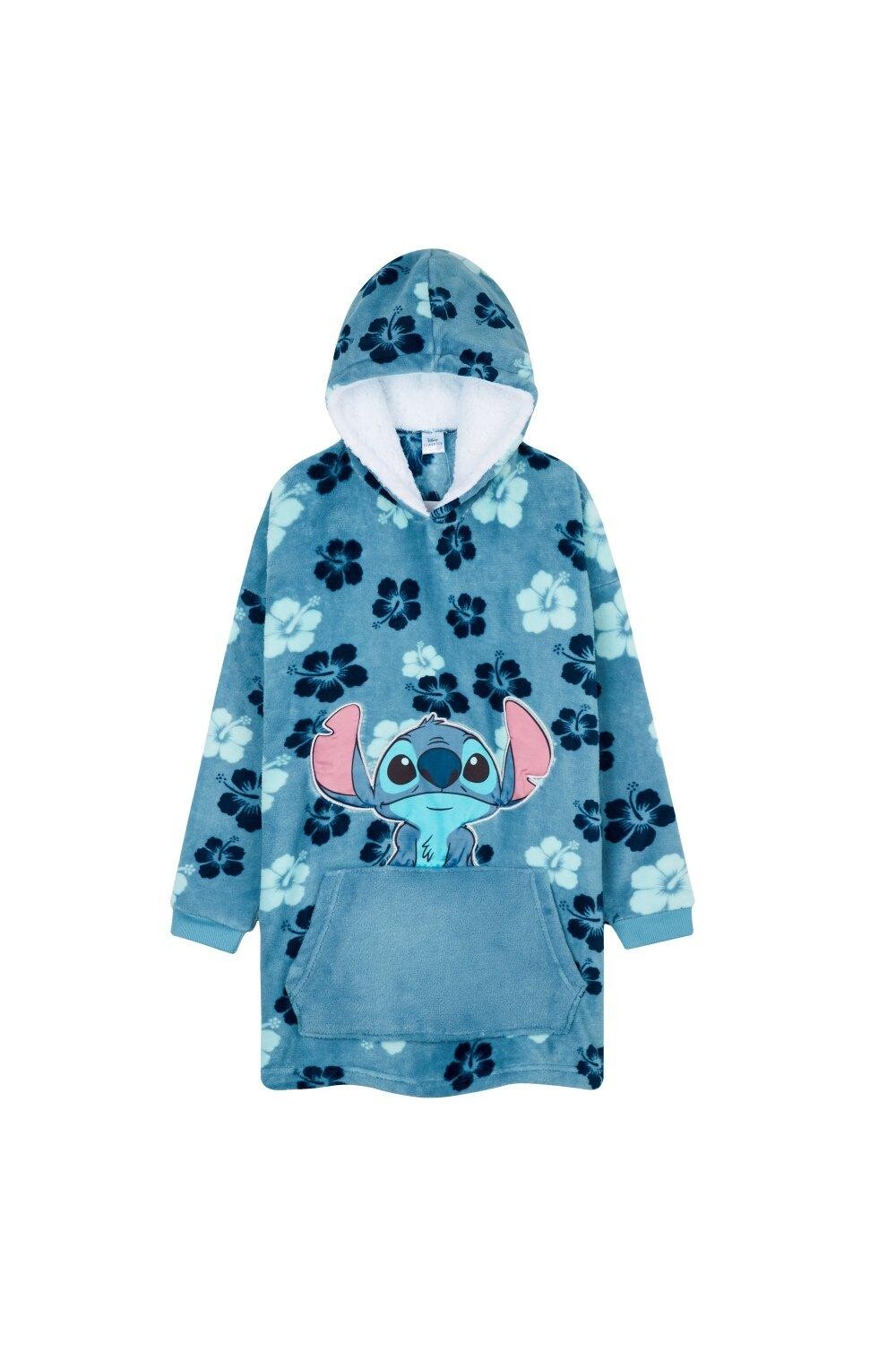 

Объемное пончо с капюшоном Stitch Flowers Disney, синий
