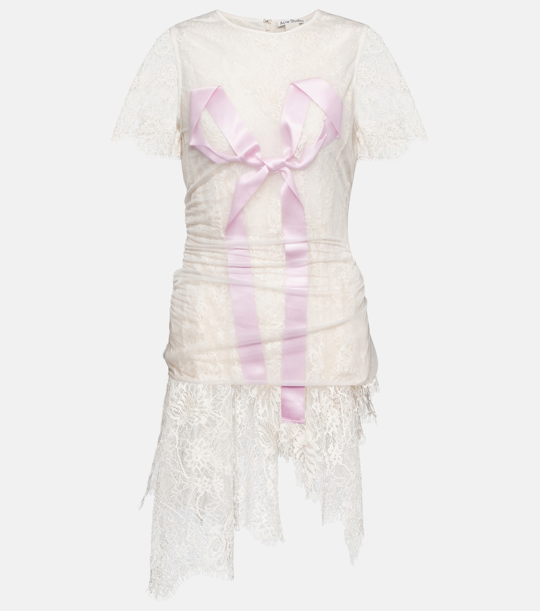 

Многослойный кружевной топ с бантом Acne Studios, Light Grey