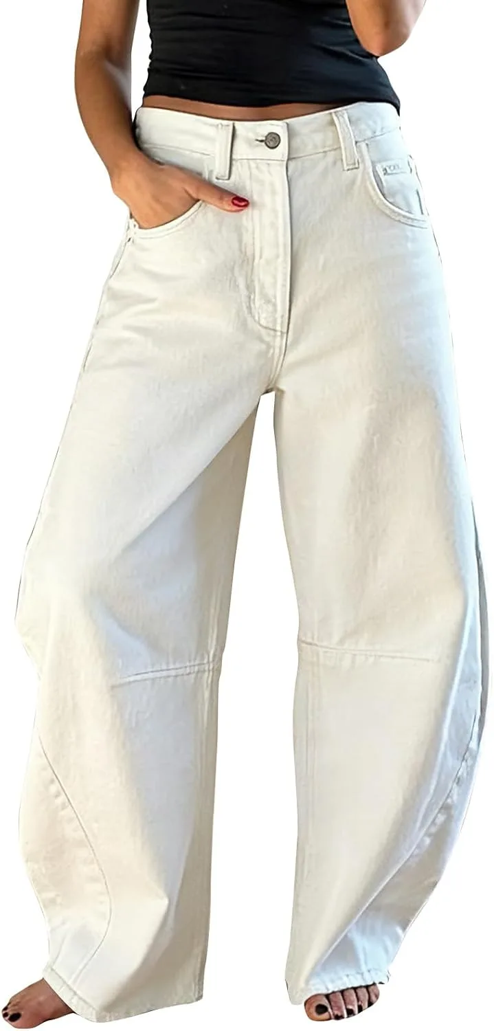 

EXLURA женские бочкообразные джинсы широкие штаны Y2K бойфренд джинсы хип-хоп винтаж багги джинсы хлопок средняя-низкая эластичная талия