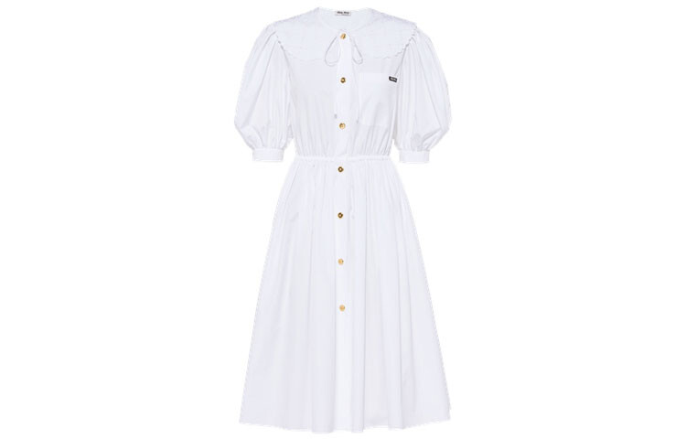 

Платье с короткими рукавами женское белое Miu Miu