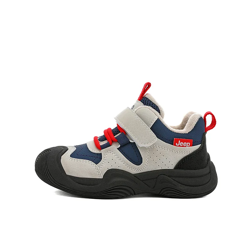 Низкие повседневные кроссовки для детей Jeep, Gray Blue Red (Fleece-Lined Thin Cotton)