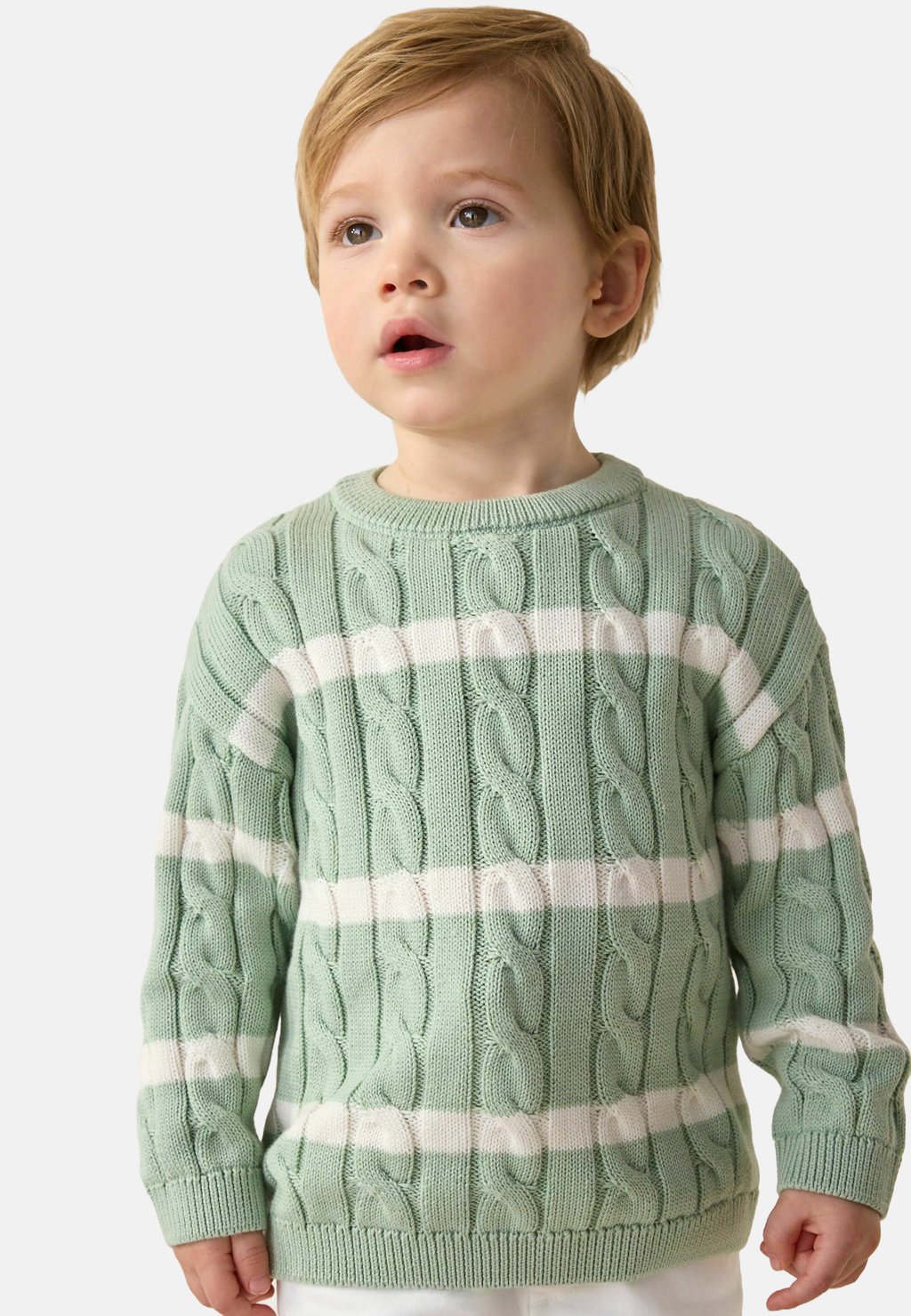 

Свитер STRIPE CABLE CREW NECK Next, зеленый
