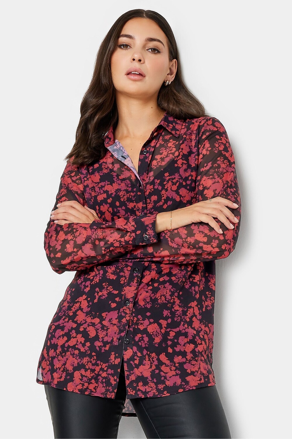 

Прозрачная рубашка на пуговицах Long Tall Sally, красный