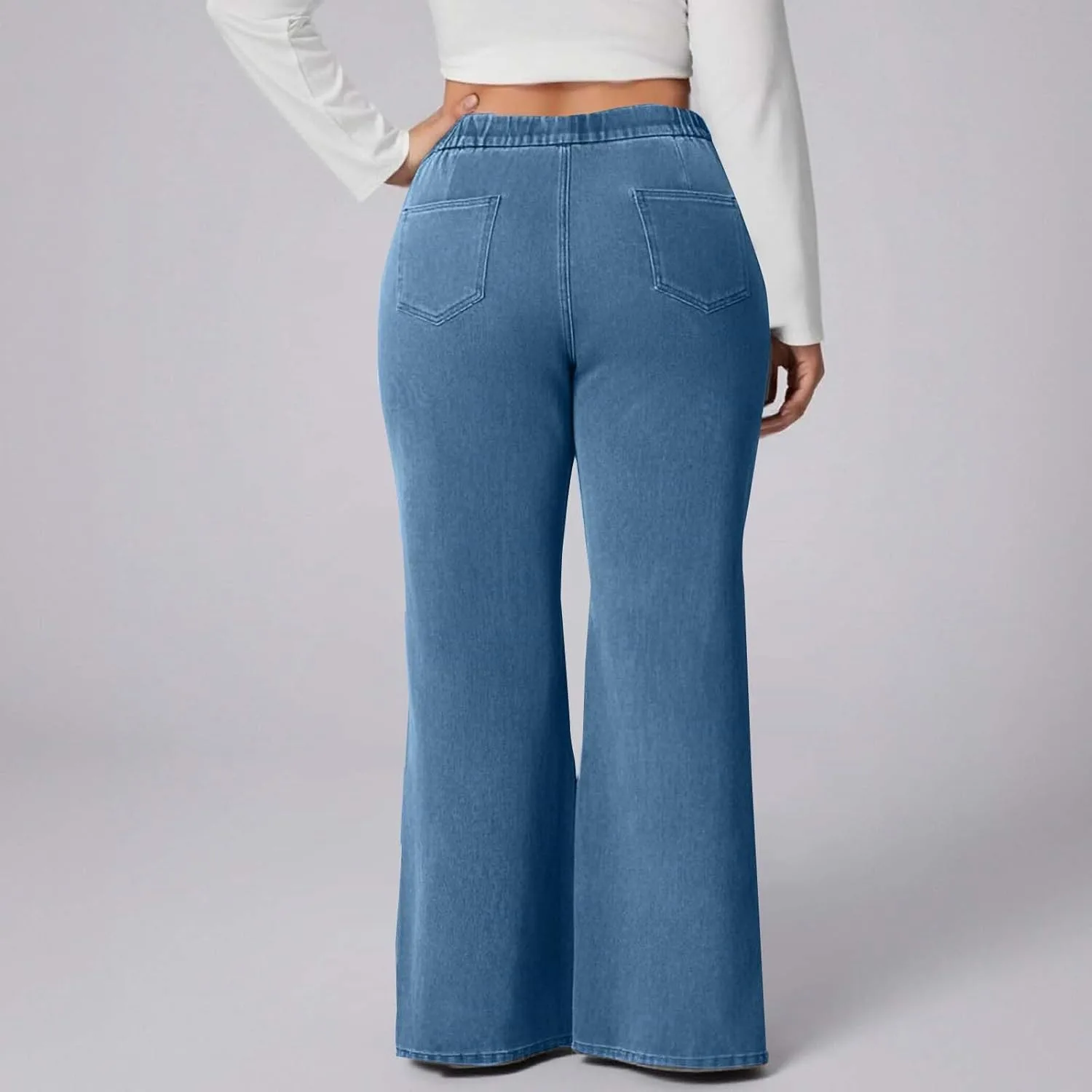Джинсы Plus Size с боковым разрезом и эластичным поясом — фото 3