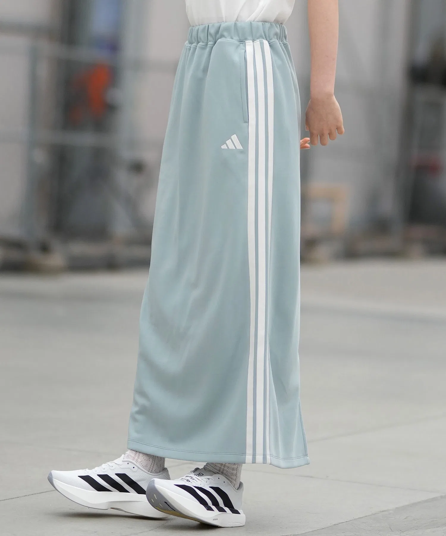 Женская юбка-макси adidas I-line из трикотажа Серо-зелёный