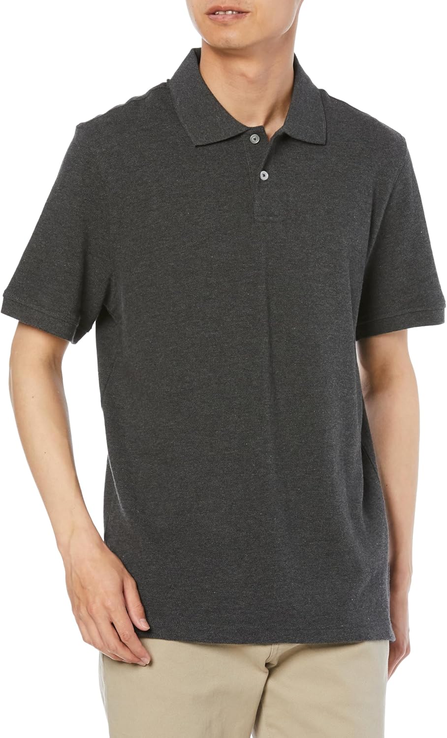 

Мужская хлопковая поло-рубашка пике Amazon Essentials приталенного кроя, угольно-вереск