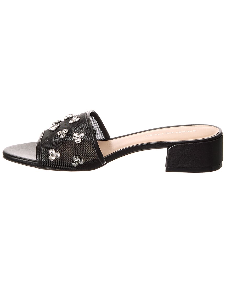 Stuart Weitzman Tammy Xtal Block Mesh & Leather Sandal, черный — фото 2