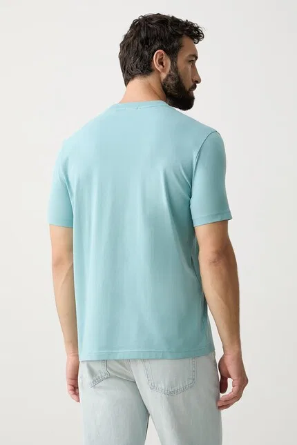 Футболка хлопковая с эластаном Tee BOSS Green, туркусовый — фото 3