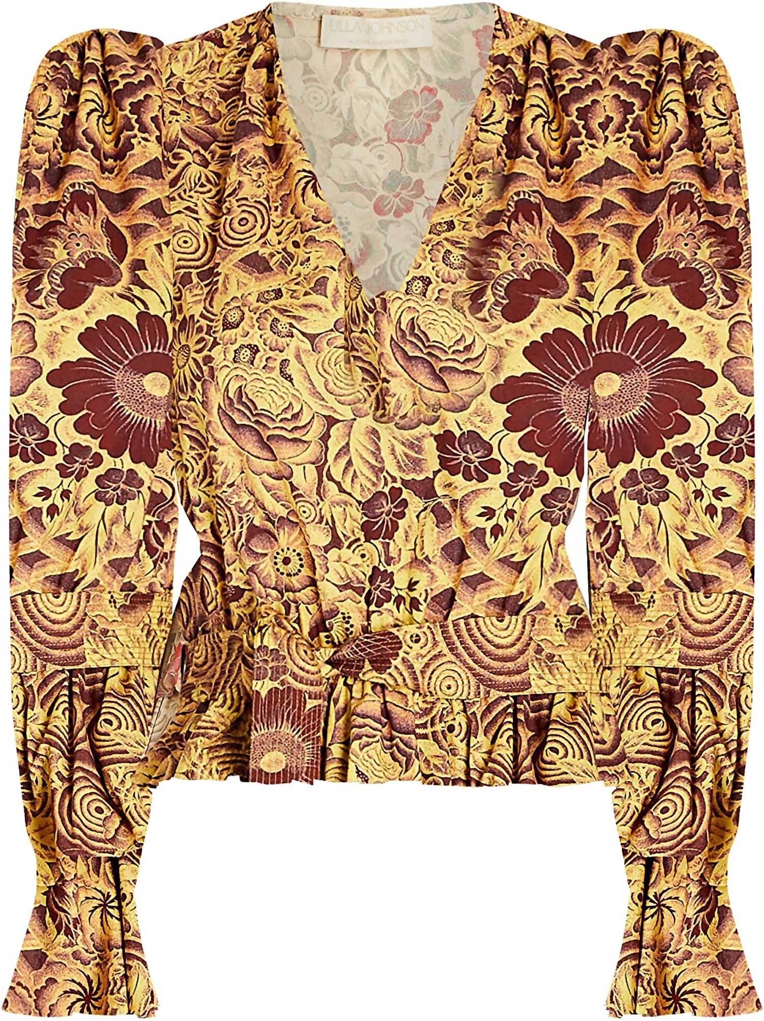 

Женская блузка Ren Peplum Top Blouse в янтарном цвете Ulla Johnson, цвет amber