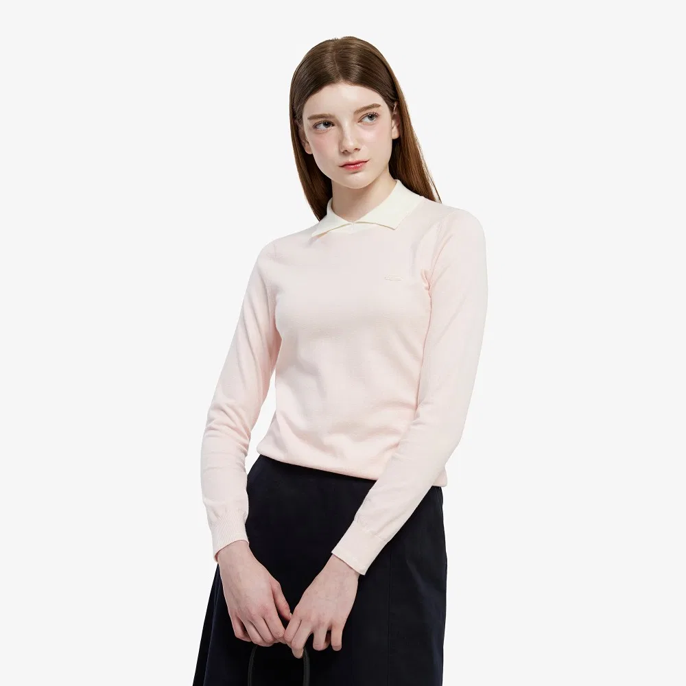 Поло Lacoste Контрастный воротник, светло-розовый