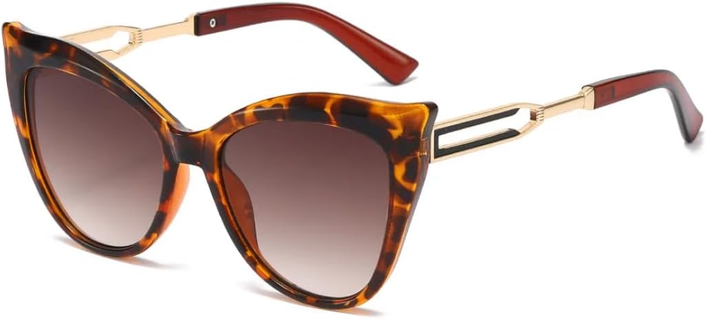 

Винтажные женские солнцезащитные очки «кошачий глаз» для женщин и мужчин, модные солнцезащитные очки большого размера с градиентным переходом цвета, защита от УФ-излучения UV400 SZVVBKK, Leopard Tea