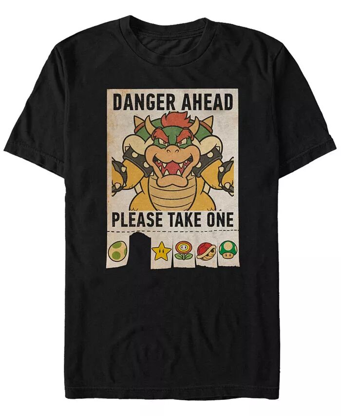 

Футболка мужская Nintendo Super Mario Bowser Danger Ahead с коротким рукавом Fifth Sun, черный