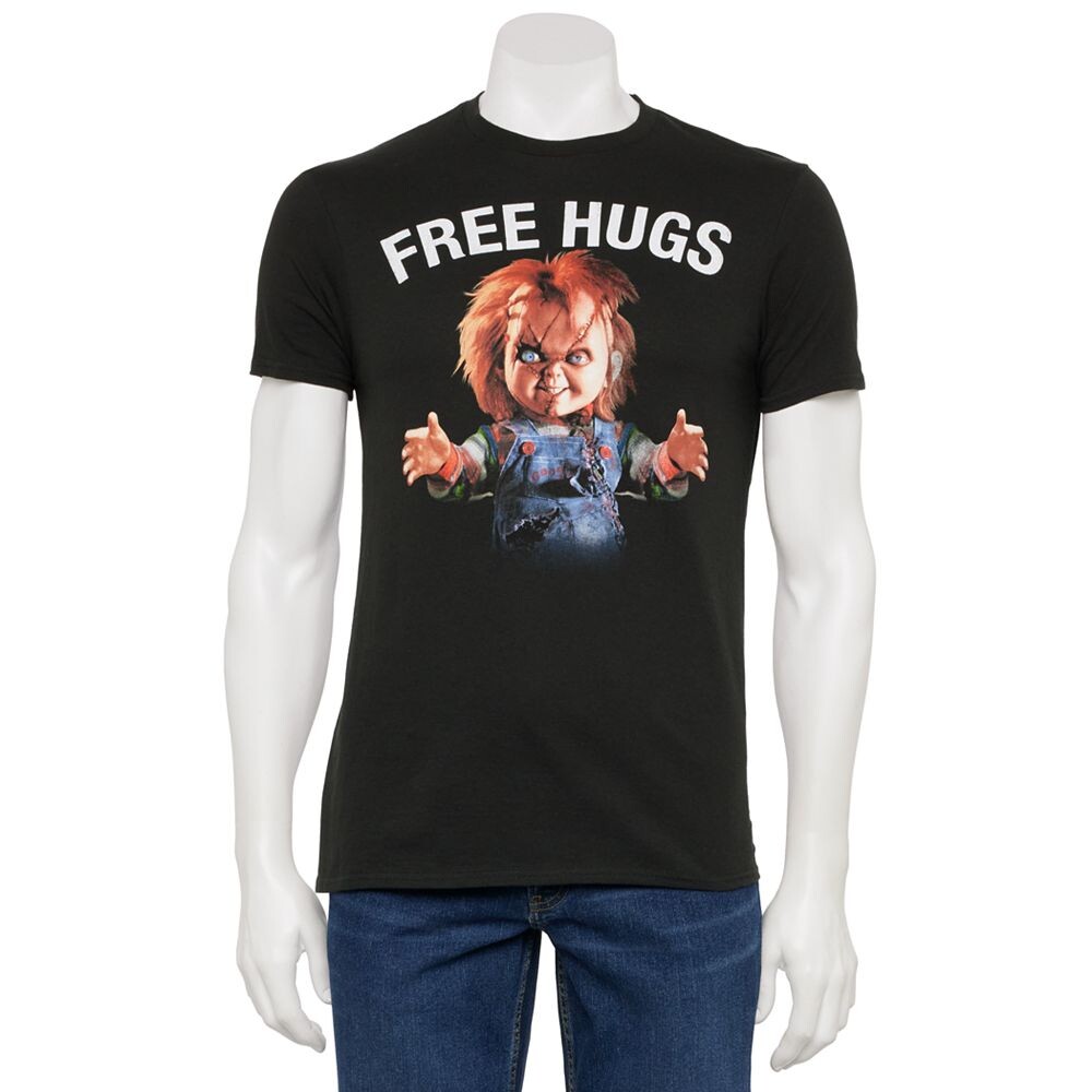 

Мужская детская футболка с рисунком Chucky "Free Hugs" Licensed Character, черный