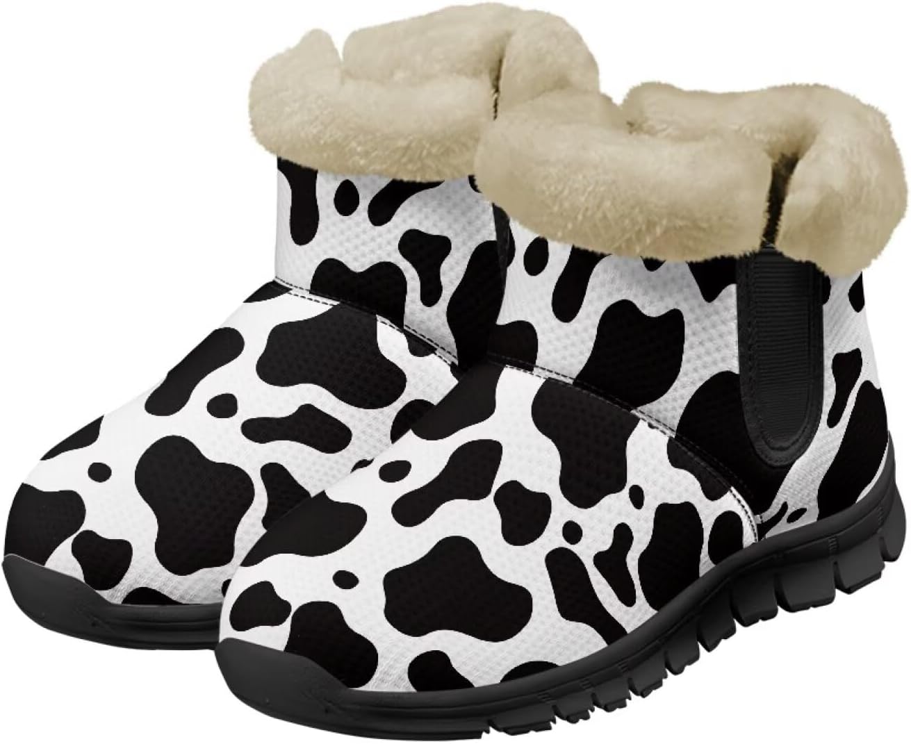 

Женские и мужские зимние ботинки с теплой плюшевой подкладкой, утепленные ботильоны с противоскользящей подошвой для улицы, удобная зимняя обувь для повседневных поездок Noprintge, Cowhide
