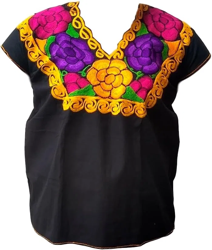 Блуза с цветочной вышивкой, Peasant Top, желтый — фото 3
